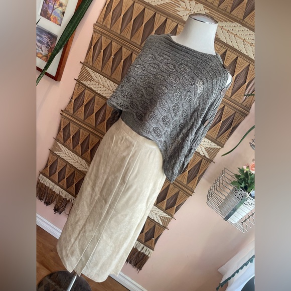 Vintage Union Label Beige Ultra Suede High Waisted Midi Skirt - Picture 13 of 13